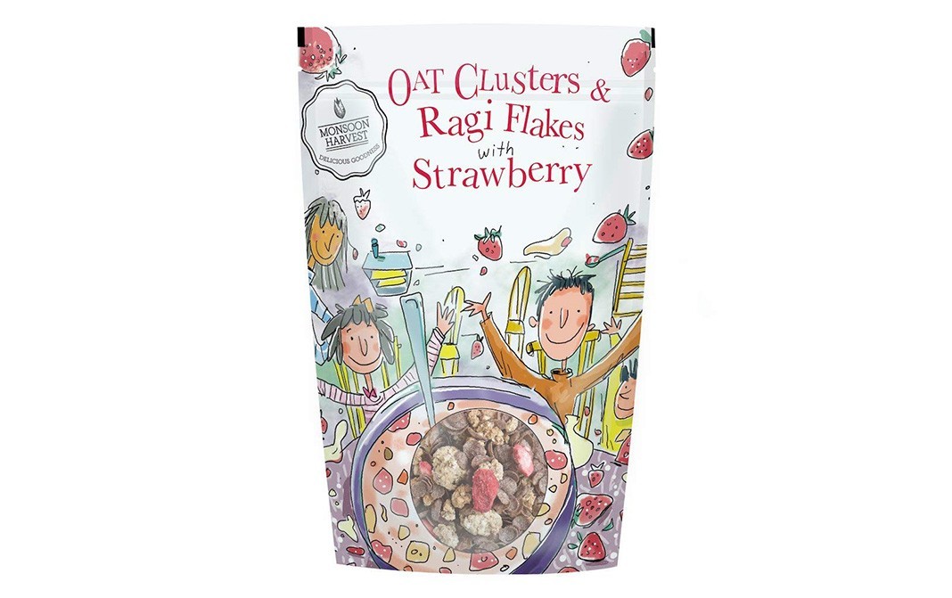 Monsoon Harvest Oat Clusters & Ragi Flakes With Strawberry   Pack  350 grams